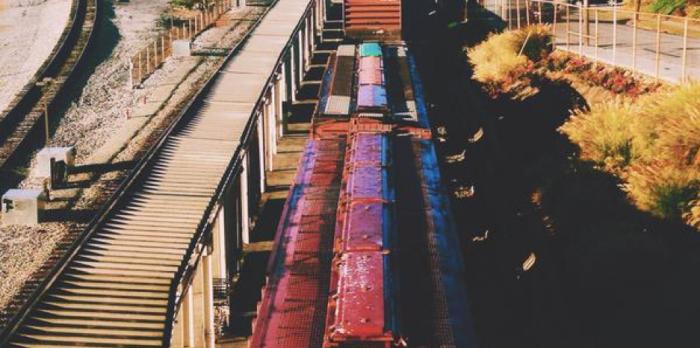 train rails and train running