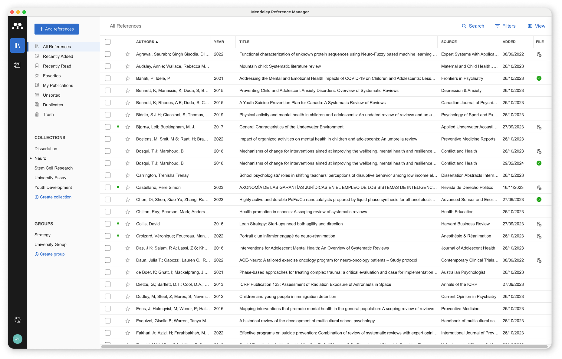 Image of Mendeley Reference Manager Interface